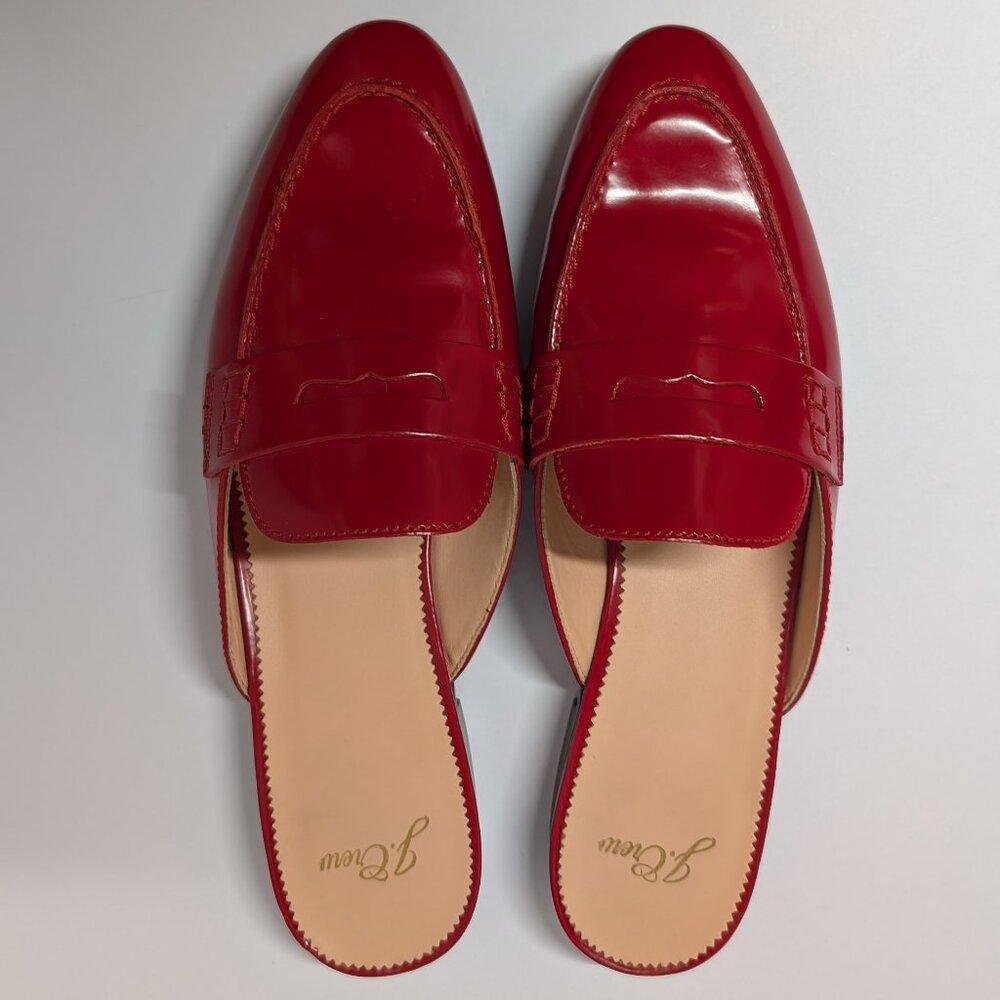 J. Crew Academy Penny-Loafer Mules in Cherry Apple Red Patent Leather - Picture 4 of 16